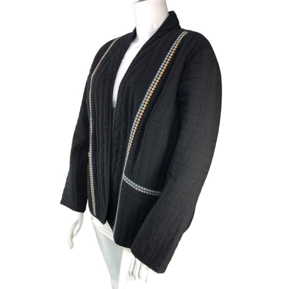 J Jill Pure Elements Womens Plus Size 2X Jacket Seersucker Open Pockets Black - Picture 4 of 16